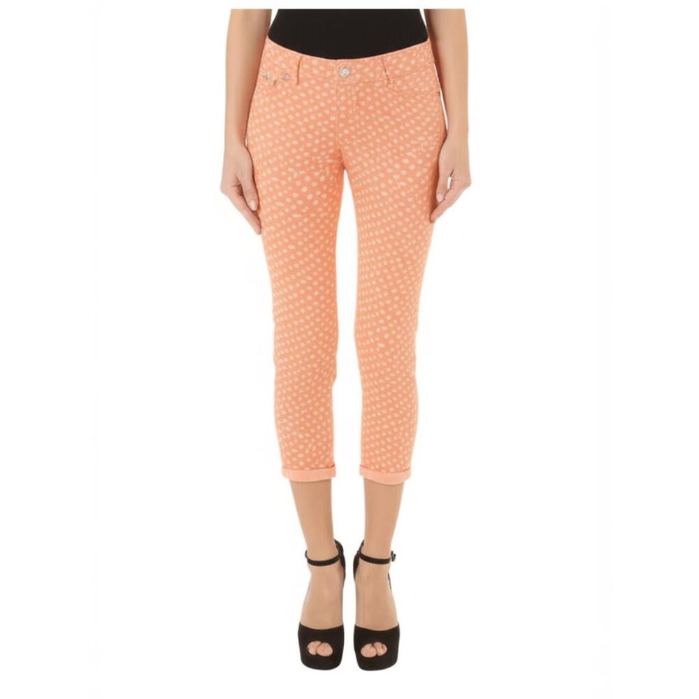 SO Skinny Ankle Jeans Juniors Papaya Punch Polka-Dot Playful Chic Size 15